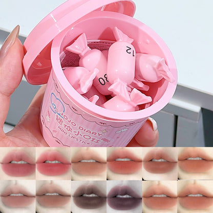 JOJO Diary Mini Lipstick Set (12 Colors) – Candy Shape Matte Lipstick Collection
