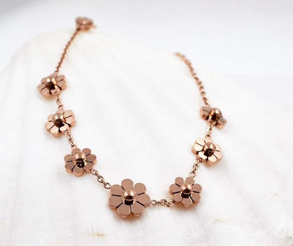 NanMuc Boho Anklets Rose Gold Ankle Bracelets Daisy Flower Beads Beach Foot Jewelry Adjustable for Women