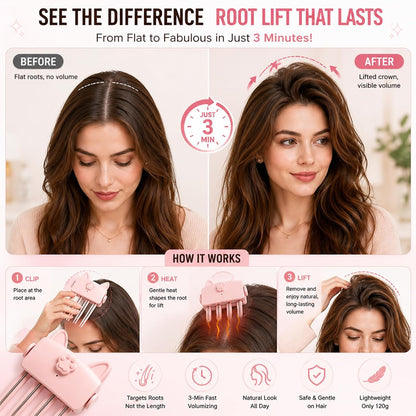 3-Minute Auto-Off Heated Hair Root Lifting Comb – Rechargeable Fluffy Hair Volumizer