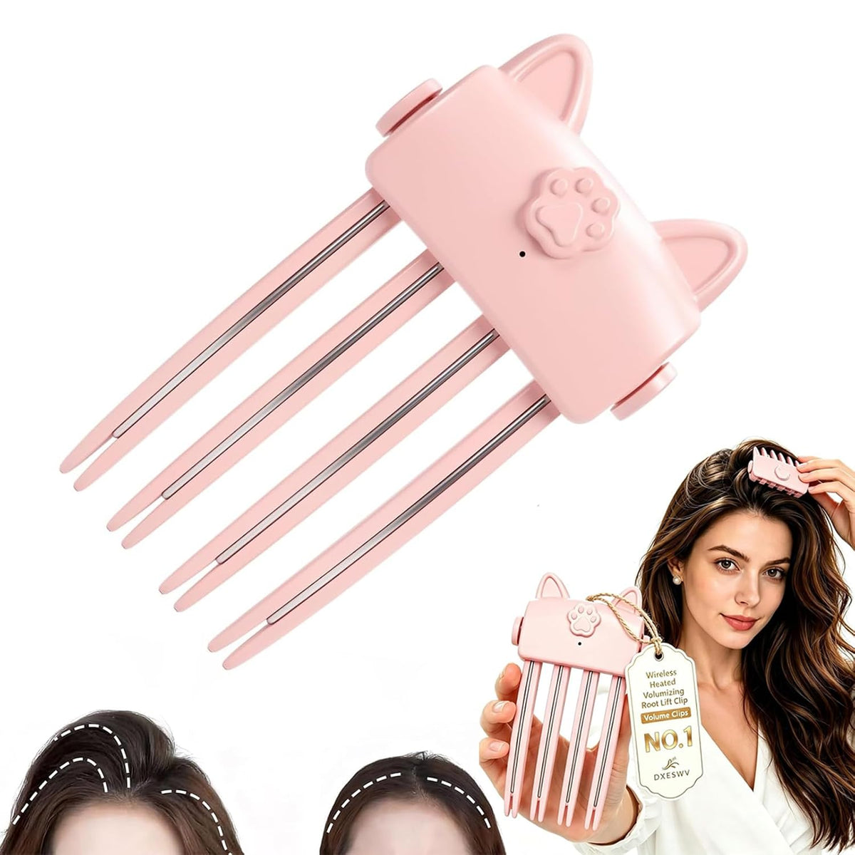 3-Minute Auto-Off Heated Hair Root Lifting Comb – Rechargeable Fluffy Hair Volumizer