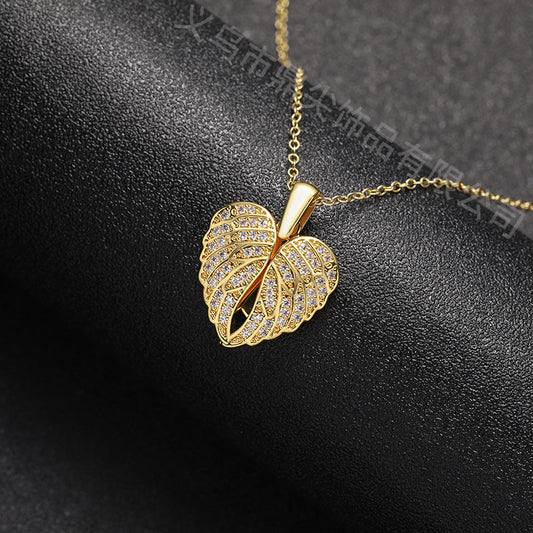 Korean Style Heart Wing Pendant Necklace for Women – 18K Gold, Rose Gold & White Gold Plated
