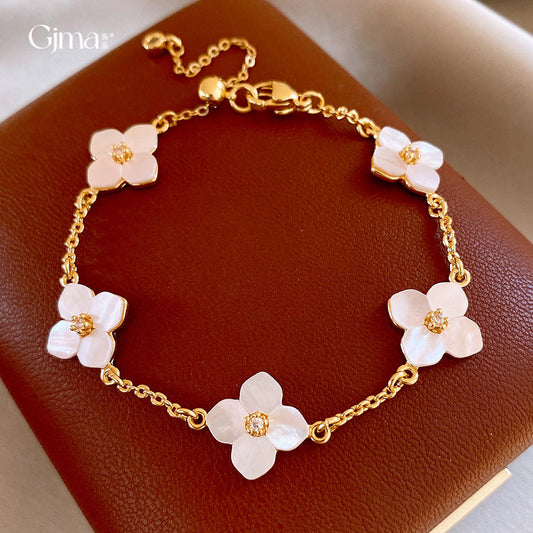 Natural Shell Stone Flower Bracelet for Women