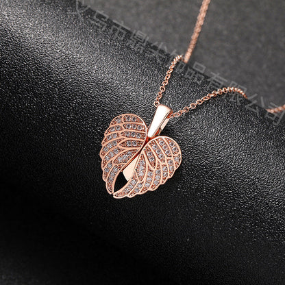 Korean Style Heart Wing Pendant Necklace for Women – 18K Gold, Rose Gold & White Gold Plated