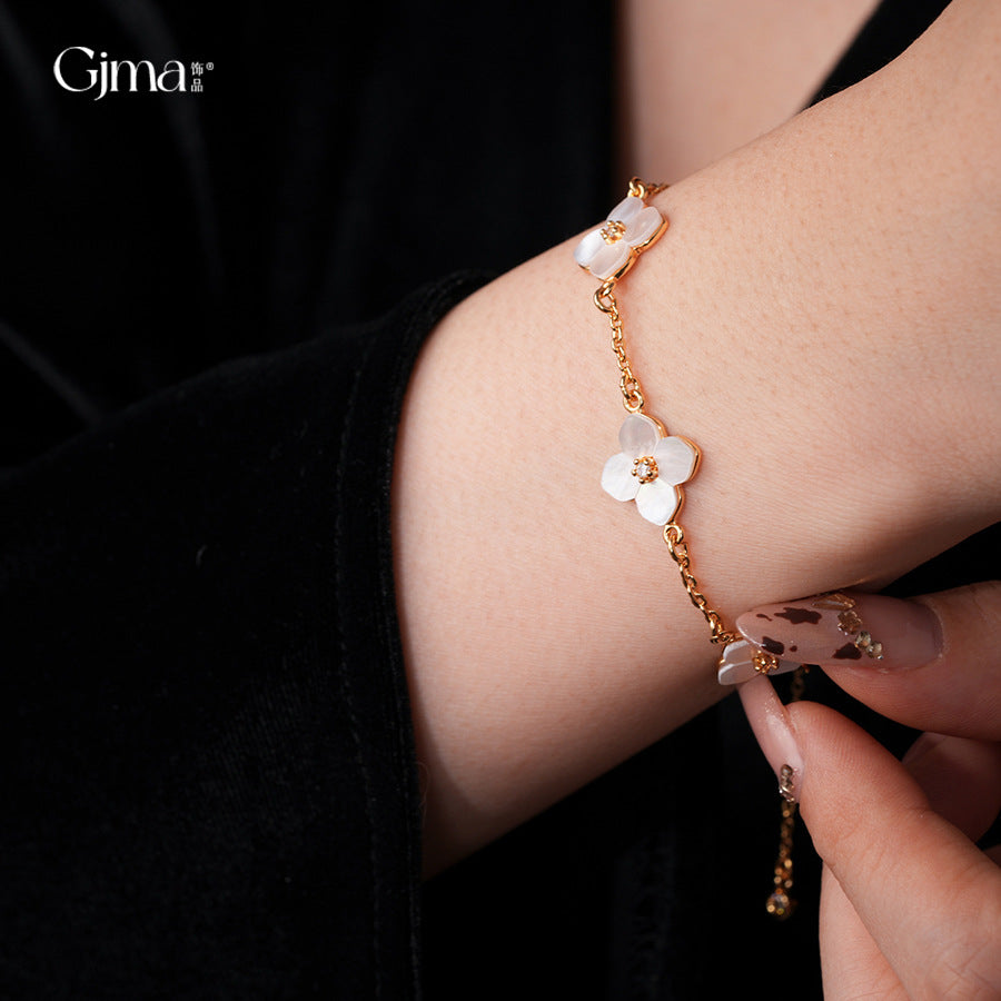 Natural Shell Stone Flower Bracelet for Women