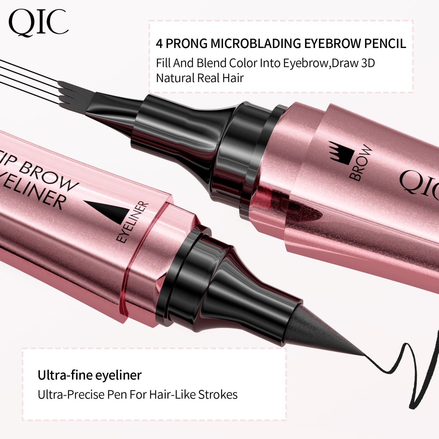 QIC 2-in-1 4-Tip Eye Brow & Eyeliner Pen