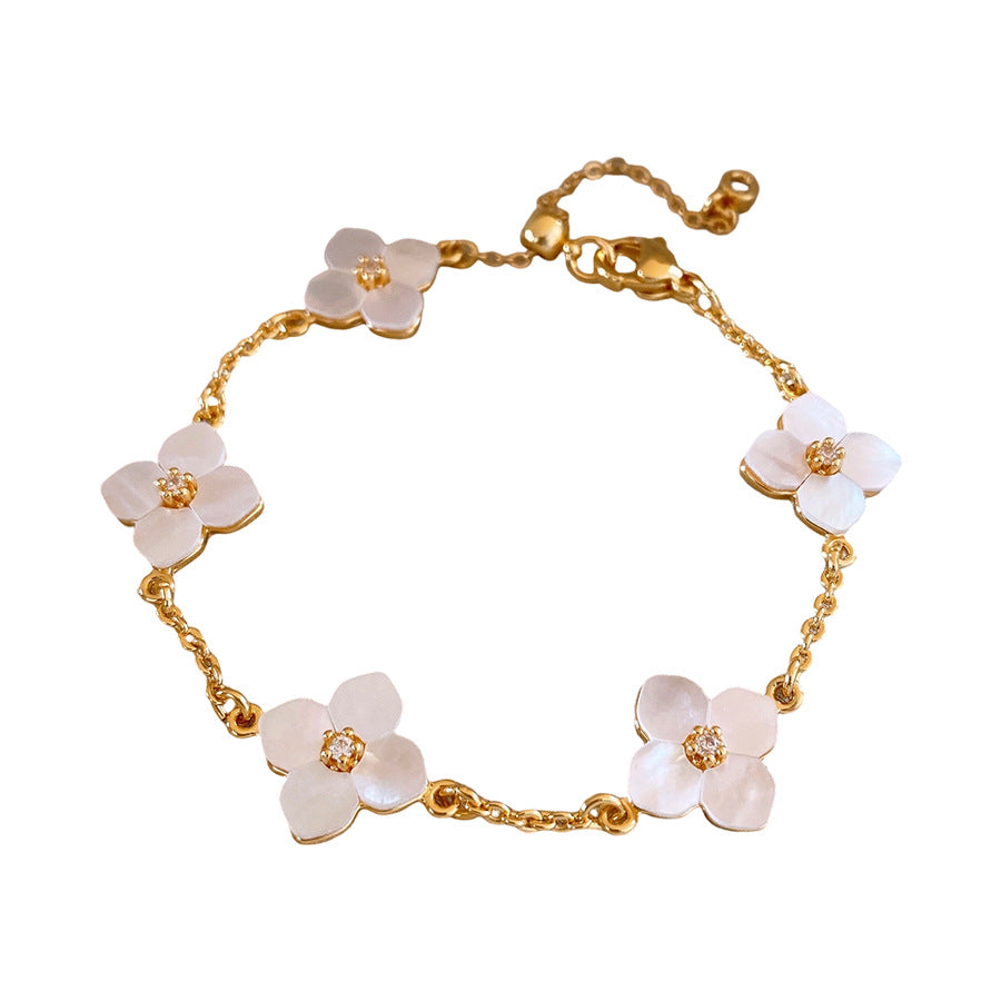 Natural Shell Stone Flower Bracelet for Women